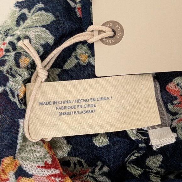 Lucky Brand Floral Kimono Womens One Size Blue Boho Lightweight MSRP $69 Viscose - Picture 8 of 9